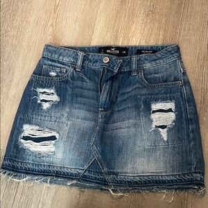 Hollister Women's Distressed Blue Mini Skirt